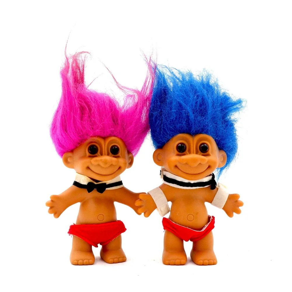 Vintage Russ Chippendale Troll Pair – 1990s Dancer Troll Dolls‎ Set Bowtie